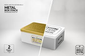 Metal Box Stack Packaging Mockup Packaging Mockup Metal Box Branding Template