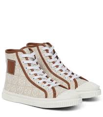 Loewe Anagram Leather Trimmed High Top Sneakers Mytheresa