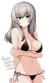 bikini, itsumi erika, shiny, birthday, eyebrows visible through hair -  Anime R34