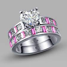 Affordable Pink And White Cubic Zirconia Features Heart Promise Wedding Ring For Women Womens Engagement Rings Wedding Ring Sets Wedding Rings