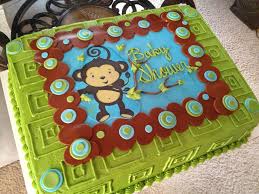 Monkey Boy Baby Shower Cake I Would Like To Change Out The Monkey For A Giffafe Baby Shower Cakes For Boys Monkey Baby Shower Baby Shower Cakes