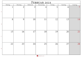 Kalender 2021 Februar Kalender Februar Kalender Jahres Kalender