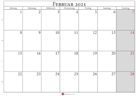 Tag für tag finden sie an dieser stelle einen rückblick auf. Kalender 2021 Februar Kalender Februar Kalender Druckbarer Kalender