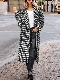 Black And White Coat Black And White Plaid Coat Long Thick Retro Woolen Outwear White Coat Outfit Coats For Women Coat