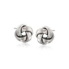 14kt White Gold Love Knot Stud Earrings Ross Simons In 2020 Knot Stud Earrings Black Onyx Hoop Earrings Onyx Hoop Earrings