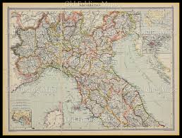 Cheese is great with anything. Old Map Of Northern Italy Circa 1900