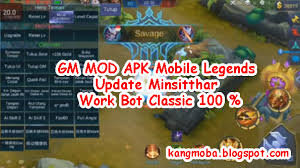 Nov 18, 2021 · download mobile legends mod apk.mlbb mod apk unlimited for android phone and tablets has latest version 1.4.37 updated.mobile legends is a most popular classic online moba game from moonton, join your friends in a brand new 5v5 moba showdown against real human opponents, mobile legends! Gm Mod Apk Mobile Legends Update Minsitthar Work Bot Classic 1 Desember 2018 Kangmoba