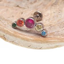 Multi-colored CZ Cluster Implant Titanium Flatback Piercing 18g, 16g, 14g