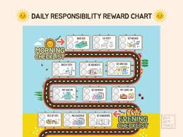 Daily Responsibility Reward Chart For Kids Kids Routine Charts Kids To Do List Morning And Evening Checklist For Kids Chore Chart For Kids