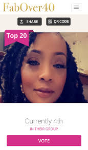 I made it to Round 3 of the FabOver40 contest. Please continue to vote for  me using your 1 FREE Daily vote. This round ends