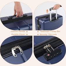 Amazon.com | Sweetcrispy Luggage, Hard Shell ABS Suitcases with Double  Spinner Wheels, Blue, 3-Piece Set (202428) | Luggage Sets