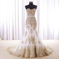 Real Wedding Dress Gold Lace Appliques Bridal Dresses Court Train Elegant Mermaid Wedding Dress 2016 Lace Mermaid Wedding Dress Real Weddings Dress Bridal Dresses Lace