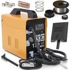 Arksen Mig 130 Gas Less Flux Core Wire Welder Welding Machine Automatic Feed Yellow Welding Machine Wire Welder Mig Welder