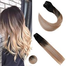 One package of them contains 4 wefts, attached with 10 clips. Blonde Balayage Clip In Hair Extensions Black Root Human Hair 1b 10 60 Clip In Hair Extensions Black Hair Extensions Human Hair Extensions