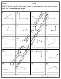 Identifying Acute Obtuse And Right Angles Activity Worksheet Page Angle Activities Geometry Worksheets Math Classroom