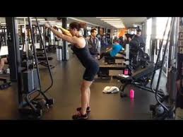 Standing chest flys on cable cross machine view: Straight Arm Pull Down W Hip Thust Bikini Fitness Competition Bikini Workout Straight Arm Pulldown