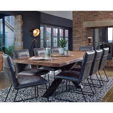 Oak and metal dining table seats 8. Harrington Oak 240cm Dining Table 8 Clarence Grey Chairs