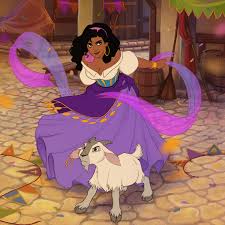 esmeralda (disney), the hunchback of notre dame, highres, 1girl, animal,  artist name, black hair, dark