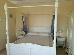 L198 x l147 x h198 cm. Am Letto A Baldacchino In Legno Massello Di Faggio Colore Bianco Avorio Eur 3 900 00 Picclick It