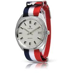 Achetez en toute confiance et sécurité sur ebay! Gdg Electronic Acier Tennis Nato Bleu Blanc Rouge Et Cuir Noir Montre Lip Montre Montres Homme
