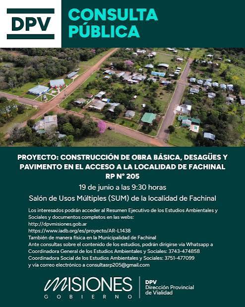 DPV convoca a Audiencia P�blica sobre la obra de pavimentaci�n del acceso a Fachinal - MisionesOnline