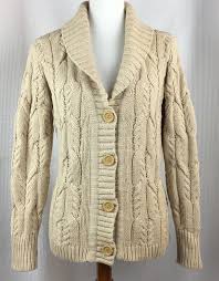 Dress Barn Petite Womens Cardigan Sweater Size Large Beige Fishermen Cable Knit Dressbarn Ca Cardigan Sweaters For Women Knit Outfit