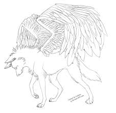 Free Lineart Winged Wolf By Eredhys On Deviantart Canine Art Animal Drawings Art Drawings Sketches Simple