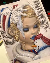 Coloring crystals and snowflakes in a dark blue or light blue backdrop with  a gradient effect