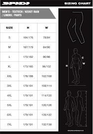 Size Charts Spidi Australia