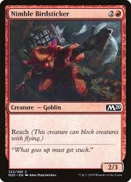 From goblin suicide bombers to fireballs, this deck is all about heaping destruction onto your opponent and their creatures. Nimble Birdsticker Magic The Gathering Cards Magic Card Game Mtg