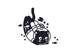 diving cat cat design illustration cat logo design illustration design