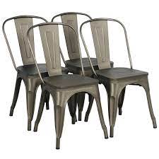 Metal dining chairs with wooden seats and bleachers band. Alden Design Metal Dining Chairs With Wooden Seat Set Of 4 Gun Metal Gray Walmart Com Walmart Com