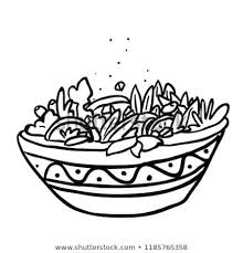 Black And White Bowl Clipart Bowl Of Salad Hand Drawn Cartoon Illustration Doodle Isolated On White How To Draw Hands Cartoon Illustration Salad Drawing