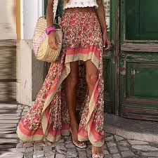 Boho style designs are all about the comfort and the colors. 2021 Skirts Boho Style Women Irregular Maxi Skirt Red Cotton Floral Sexy Summer Beach Bohemian 2021 From Lexiprima 20 09 Dhgate Com