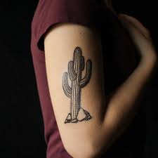 Saguaro Cactus Stone Temporary Tattoo Desert Scene Succulent Plants Black Line Drawing Nature Tattoo Cactus Tattoo Plant Tattoo Tattoos