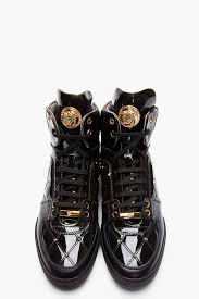 Black And Gold Nike Shoes High Tops Versace High Top Sneakers For Men Online Boutique Ssense Leather Sneakers Mens Fashion Sneakers Men