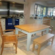 Striking Handmade Solid Oak Dining Suite Oak Table With Painted Frame Pair Of Elm Carver Chairs Along Side A Pair Of Oak B Dining Suites Oak Table Furniture