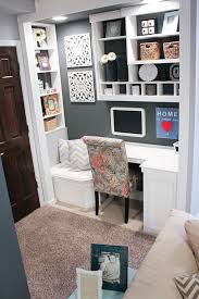 Closet office at old painted cottage via eclectically vintage. Try This Make A Small Space Office Four Generations One Roof Small Space Office Home Office Nook