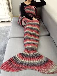 Mermaid blanket plaid knitted plaids bed cover mermaid's tail blanket sale from $21.88 review angry birds red blanket special price $24.95 regular price $29.95 pacific pearl mermaid leggings. 37 Off 2021 Striped Chunky Crochet Knit Mermaid Blanket In Red Zaful Europe
