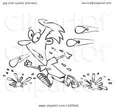 Shopkins party miss pressy june balloon coloring pages printable. Clipart Of A Cartoon Lineart Man Retreating From A Water Balloon Fight Royalty Free Vector Illustration By Toonaday 1465946