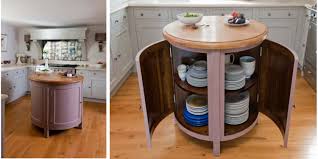 Petite , round kitchen island with a butcher block top [design: 13 Kitchen Circular Rounded Islands Ideas Kitchen Round Kitchen Island Round Kitchen