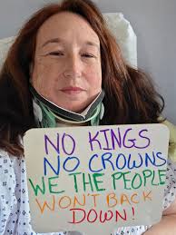 Protesting from hospital after surgery