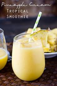 Pineapple Cream Tropical Smoothie Easy Vegan Summer Drink Recipe