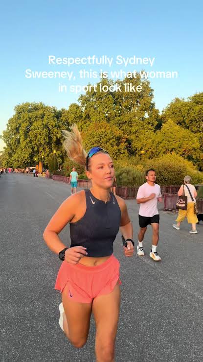 Respectfully Sydney Sweeney, this is what woman in sport looks like  #womaninsport #femaleathlete #runnergirl #runningtrend #strongwomen