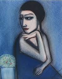 Robert Dickerson Girl With Flowers Pastel Charcoal On Paper Copyright C Robert Dickerson Girls With Flowers Female Art Australian Painting