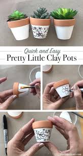 How To Decorate Your Own Mini Clay Pots With Hand Drawn Art Quick And Fun Tutorial Designed By Jen Go Decorated Flower Pots Diy Flower Pots Flower Pot Crafts