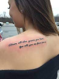 First Tat Tattoo Shoulder Proverbs4 23 Side Quote Tattoos Side Hip Tattoos Small Inspirational Tattoos