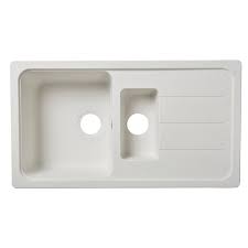 Hampton satin white raised panel stock assembled sink base kitchen cabinet (36 in. Cooke Lewis Arber White Composite Quartz 1 5 Bowl Sink Drainer Diy At B Q