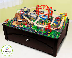 When i built the mom's train table, i wanted the top to flip to look like an actual painted train table. Amazon Com Kidkraft Metropolis Wooden Train Set Table With 100 Pieces And Storage Drawer Espresso Gift For Ages 3 Toys Games