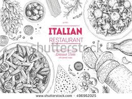 italian cuisine top view frame italian food menu design vintage hand drawn sketch vector illustration